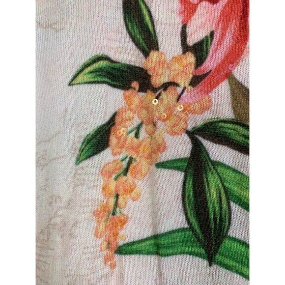 Tommy Bahama S Cotton Floral & Parrot Sequin Embellished Sweater Vacay RT10534 - Picture 8 of 9